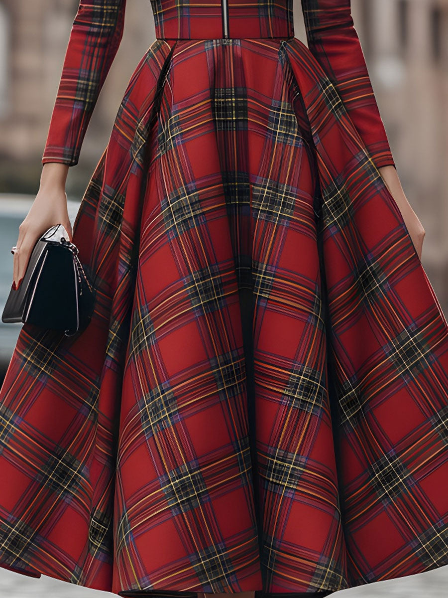Amelia | Long Sleeve Plaid Dress