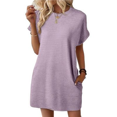 Evasha | Casual Round Neck Summer Dress