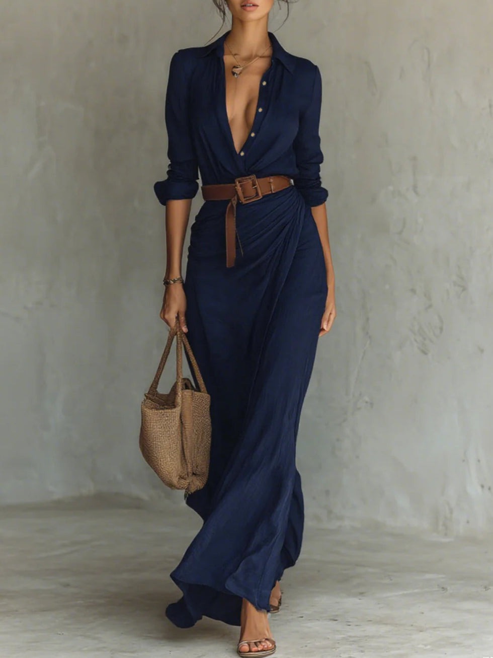 Jolina | Tailored Long Dress with Long Sleeves