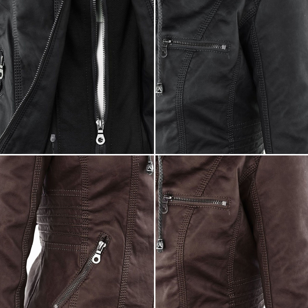 Odessa | Waterproof Leather Jacket with Hood