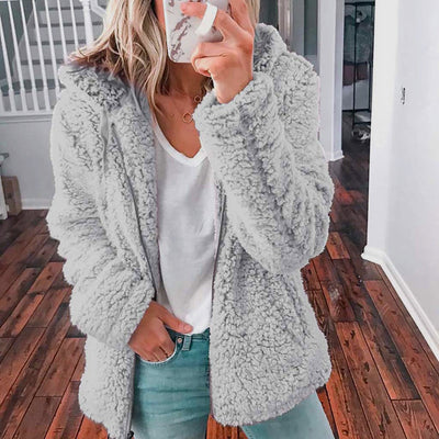 Raina | Winter Lamb Wool Plush Hooded Jacket
