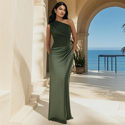 Griselda | One-Shoulder Satin Maxi Dress