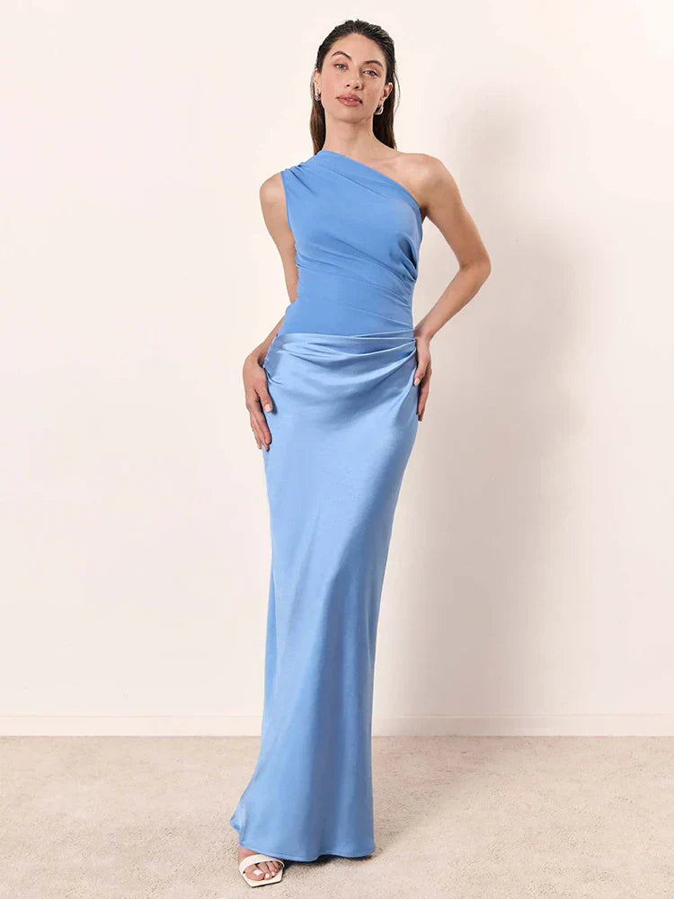 Griselda | One-Shoulder Satin Maxi Dress